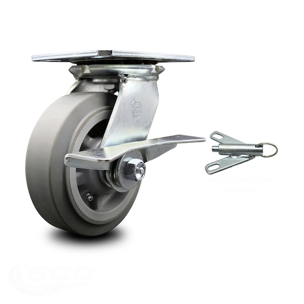 6 Inch Thermoplastic Rubber Caster with Ball Bearing and Brake/Swivel Lock SCC